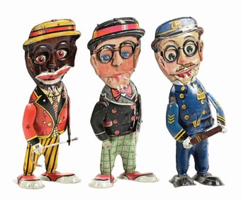 LOT OF 3: MARX TIN LITHO WIND-UP CHARACTER WALKING FIGURES