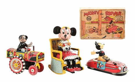 LOT OF 3: MARX & LINEMAR WALT DISNEY TIN LITHO CHARACTER TOYS