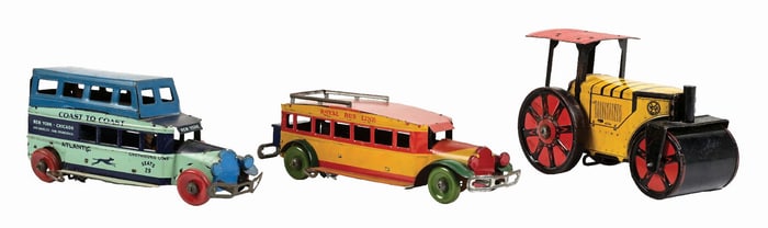 LOT OF 3: MARX TIN LITHO WIND-UP VEHICLE TOYS