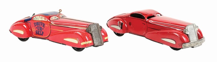 LOT OF 2: MARX TIN LITHO WIND-UP AUTOMOBILE TOYS