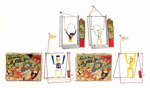 LOT OF 4: LINEMAR TIN LITHO & CELLULOID WALT DISNEY CHARACTER TOYS