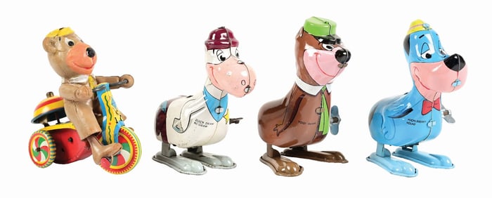 LOT OF 4: VARIOUS TIN LITHO & CELLULOID HANNA-BARBERA WIND-UP CHARACTER TOYS