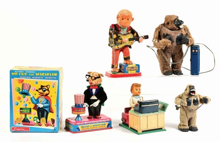 LOT OF 5: JAPANESE BATTERY-OPERATED & WIND-UP TOYS