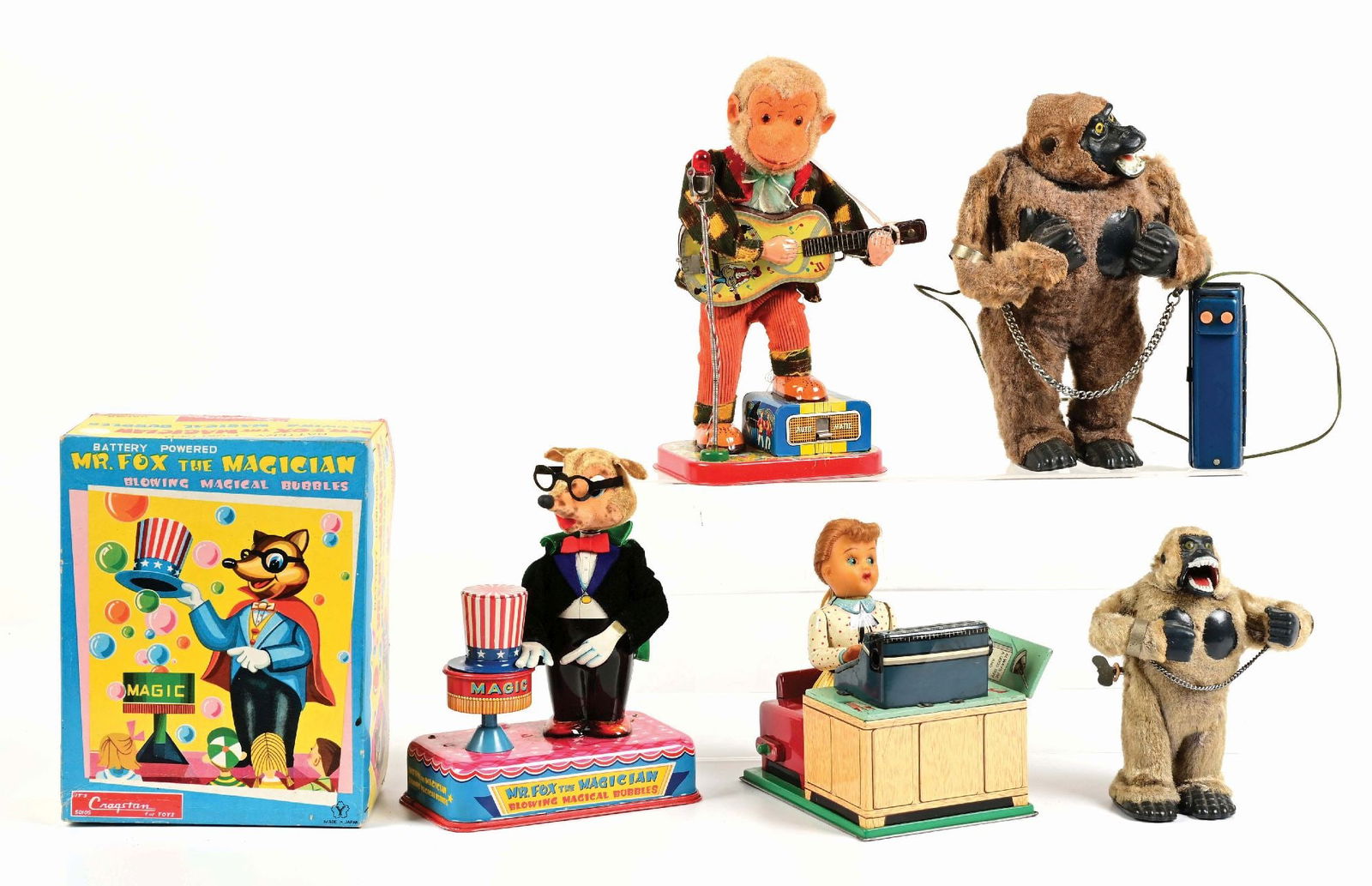 LOT OF 5: JAPANESE BATTERY-OPERATED & WIND-UP TOYS (1 of 2)