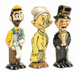 LOT OF 3: MARX TIN LITHO WIND-UP CHARACTER WALKING FIGURES