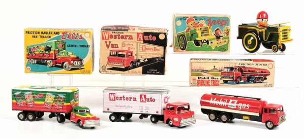 LOT OF 4: LINEMAR BATTERY-OPERATED AND FRICTION VEHICLE TOYS IN ORIGINAL BOXES