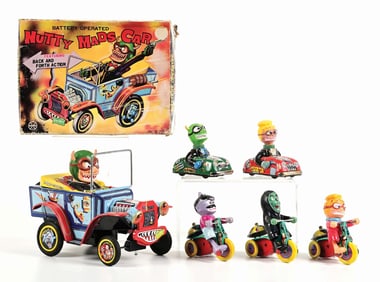 LOT OF 6: VARIOUS TIN LITHO & CELLULOID WIND-UP & FRICTION MONSTER-TYPE TOYS