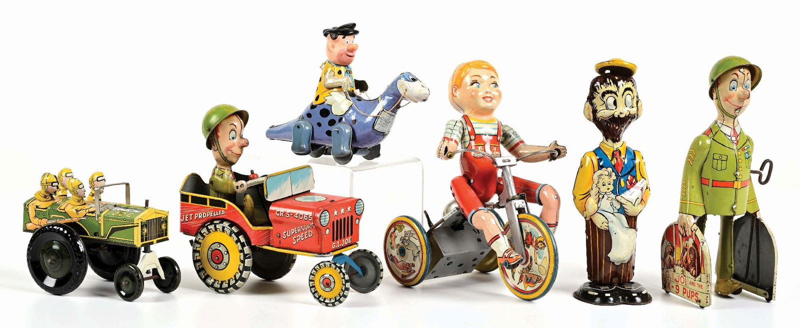 LOT OF 6: VARIOUS AMERICAN-MADE TIN LITHO WIND-UP TOYS (1 of 2)