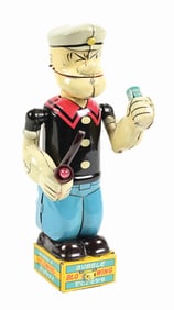 JAPANESE LINEMAR TIN LITHO BATTERY-OPERATED POPEYE BUBBLE BLOWER TOY