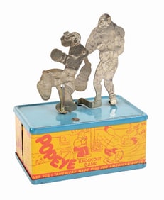 POPEYE & BRUTUS METAL & TIN LITHO KNOCKOUT BANK