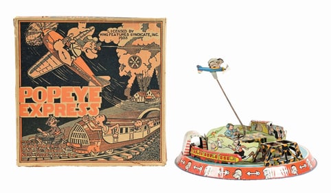 MARX TIN LITHO WIND-UP POPEYE EXPRESS TOY IN SCARCE ORIGINAL BOX