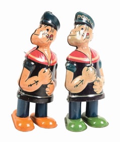 LOT OF 2: CHEIN POPEYE TIN LITHO WIND-UP WADDLER TOYS