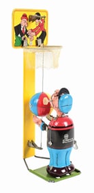 LINEMAR TIN LITHO WIND-UP POPEYE THE BASKETBALL PLAYER