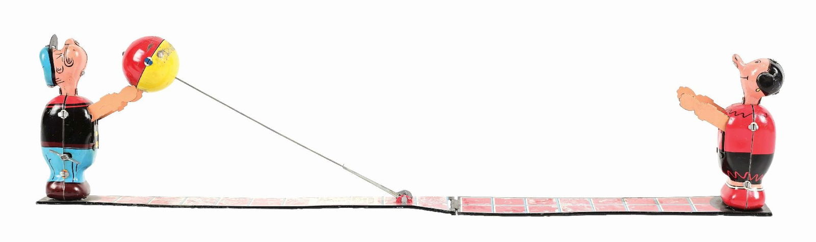 LINEMAR TIN LITHO WIND-UP POPEYE & OLIVE OYL BALL TOSS TOY (1 of 2)