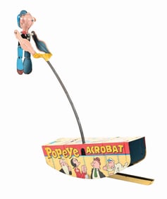 SCARCE LINEMAR TIN LITHO WIND-UP POPEYE THE ACROBAT TOY