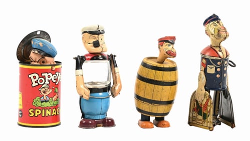 LOT OF 4: VARIOUS POPEYE & BARNACLE BILL TIN LITHO TOYS