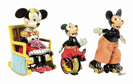 LOT OF 3: LINEMAR WALT DISNEY TIN LITHO CHARACTER TOYS (1 of 4)