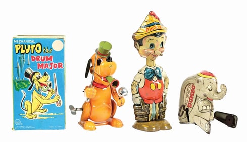 LOT OF 3: MARX & LINEMAR TIN LITHO WIND-UP WALT DISNEY TOYS