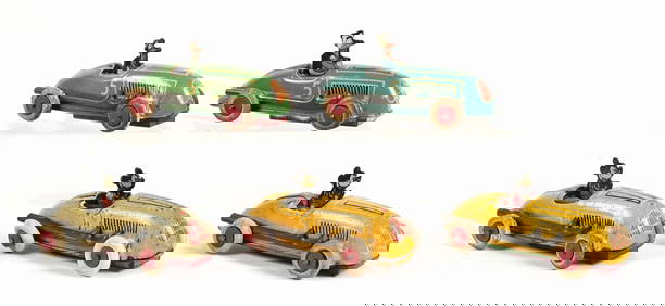 LOT OF 5: AUTOMATIC TOY WORKS WALT DISNEY MICKEY MOUSE & DONALD DUCK TIN LITHO WIND-UP AUTOMOBILE (1 of 3)