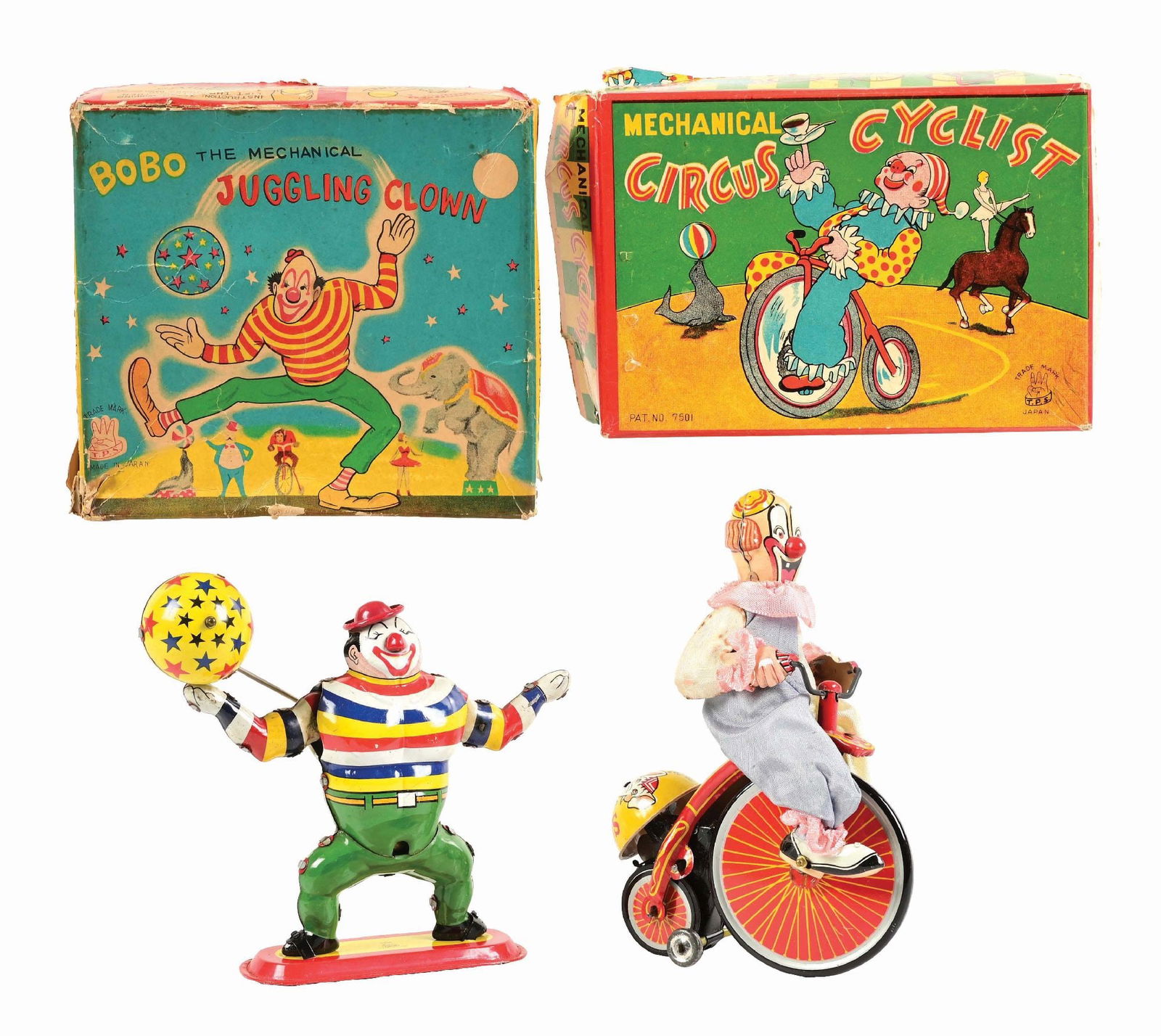 1950's Distler German Happy Clown Tin Litho Wind Up Toy & Box 1950's Distler German Happy Clown Tin Litho Wind Up Toy & Box