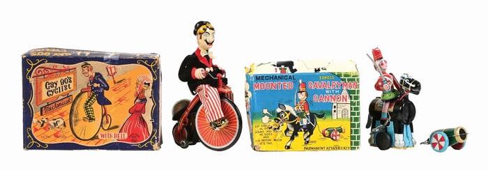 LOT OF 2: JAPANESE TPS TIN LITHO WIND-UP TOYS IN ORIGINAL BOXES