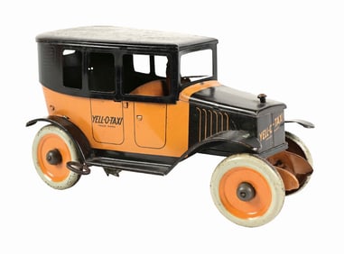 FERDINAND STRAUSS TIN LITHO WIND-UP YELL-O TAXI TOY