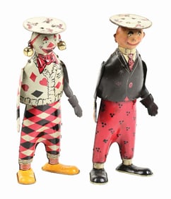 LOT OF 2: STRAUSS TIN LITHO WIND-UP CHARACTER WALKING FIGURES
