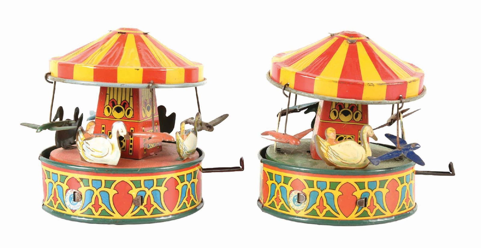 LOT OF 2: LEVER ACTION WYANDOTTE TIN LITHO MERRY-GO-ROUNDS (1 of 4)