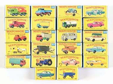 LOT OF 22: VINTAGE MATCHBOX VEHICLES IN ORIGINAL BOXES