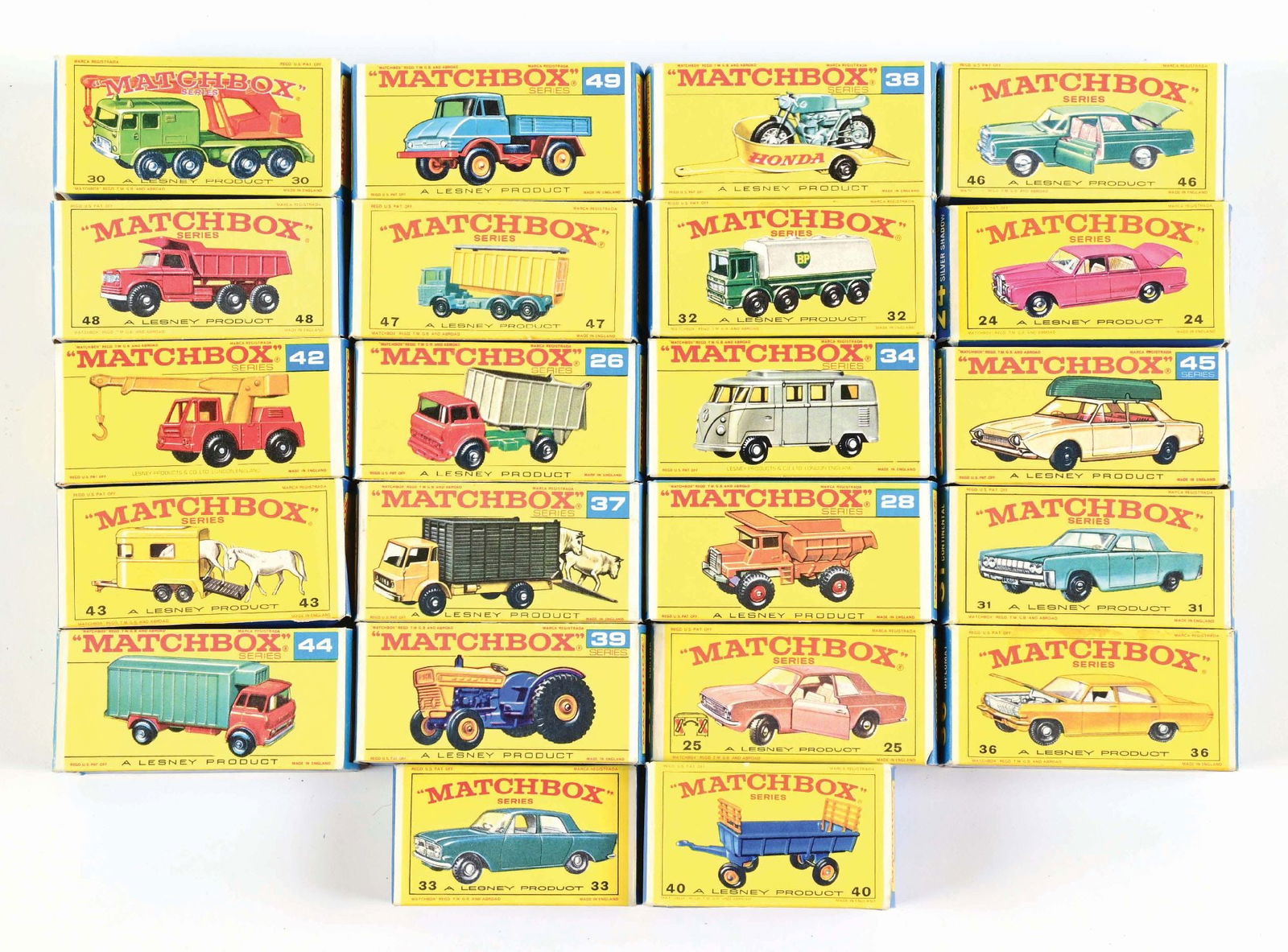 LOT OF 22: VINTAGE MATCHBOX VEHICLES IN ORIGINAL BOXES (1 of 2)