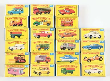 LOT OF 22: VINTAGE MATCHBOX VEHICLES IN ORIGINAL BOXES