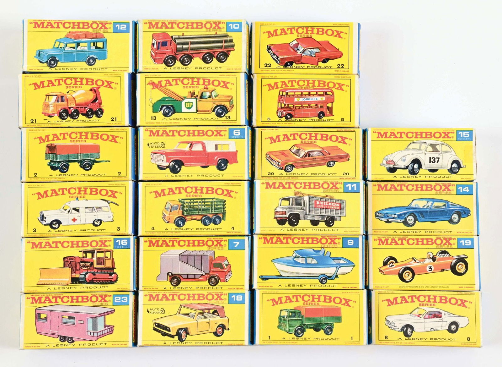 LOT OF 22: VINTAGE MATCHBOX VEHICLES IN ORIGINAL BOXES (1 of 2)