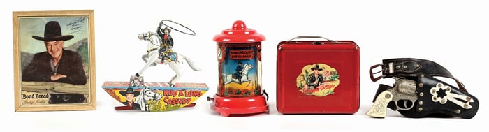 LOT OF 5: VARIOUS HOPALONG CASSIDY TOYS & OTHER MEMOROBILLIA