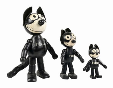LOT OF 3: VARIOUS-SIZED SCHOENHUT FELIX THE CAT FIGURES