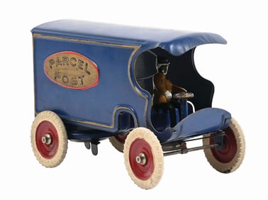 KINGSBURY PRESSED STEEL CLOCKWORK PARCEL POST VAN