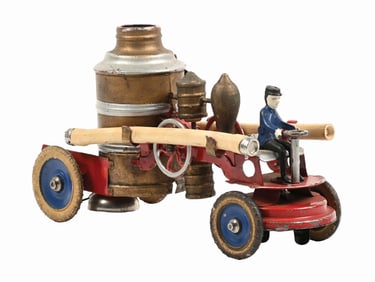 KINGSBURY PRESSED STEEL CLOCKWORK FIRE PUMPER VEHICLE