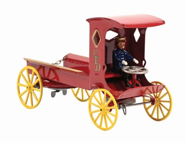 WILKINS PRESSED STEEL CLOCKWORK FIRE DEPARTMENT TRUCK