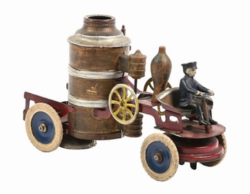 KINGSBURY PRESSED STEEL FIRE PUMPER CLOCKWORK VEHICLE