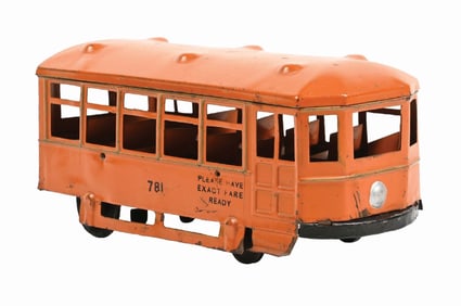 KINGSBURY PRESSED STEEL CLOCKWORK TOY TROLLEY