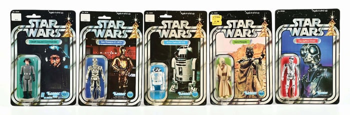 LOT OF 5: ORIGINAL KENNER 1977 STAR WARS FIGURES SEALED ON THE ORIGINAL CARDS