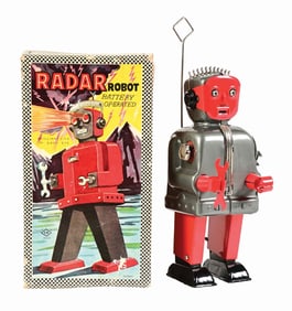 JAPANESE TIN LITHO BATTERY-OPERATED NOMURA RADAR ROBOT IN ORIGINAL BOX