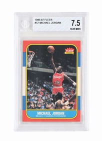 1986-87 FLEER #57 MICHAEL JORDAN BECKETT GRADED CARD - 7.5