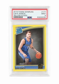 2018 PANINI DONRUSS LUKA DONCIC YELLOW FLOOD #177 MINT 9