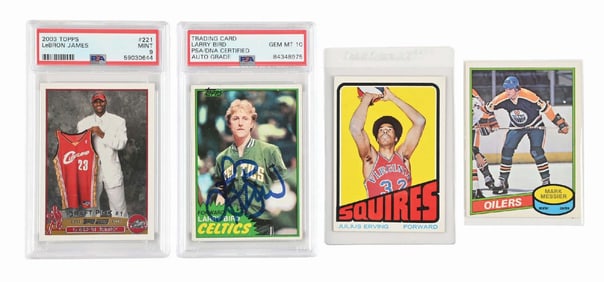 LOT OF 4: 2 GRADED BASKETBALL CARDS, HOCKEY CARD, AND BASKETBALL CARD