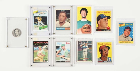 LOT OF 10: 9 UNGRADED BASEBALL CARDS AND 1 COLGAN'S CHIPS STARS OF THE DIAMOND