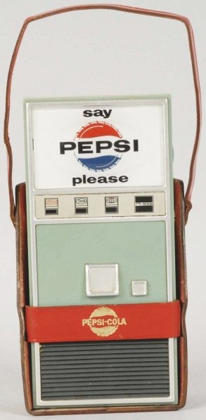 Say Pepsi Please Radio.: 1950s to 1960s. Leather case. Almost no wear. Condition (Near Mint). Size 6 - 3/4" T.