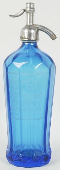 Bradford, PA Coca-Cola Seltzer Bottle.: Blue fluted bottle. Chips and nicks. Condition (Very Good). Size 12 - 1/2" T.