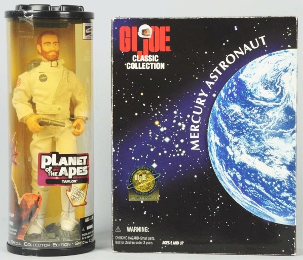 Lot of 2: GI Joe & Planet of the Apes Figures.: Includes one GI Joe Classic Collection Mercury Astronaut and one "Planet of the Apes" Taylor Collector Edition figure. Old store stock. Includes both original boxes with minor wear overall. Condition 