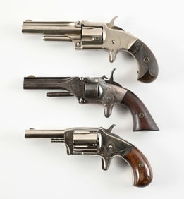 (A) LOT OF 3 ANTIQUE RIMFIRE REVOLVERS