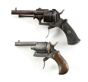 (A) LOT OF 2 BELGIUM PROOFED FOLDING TRIGGER REVOLVERS.
